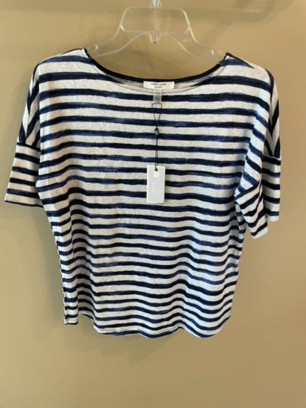 Women's Lightweight striped top in Blue and white